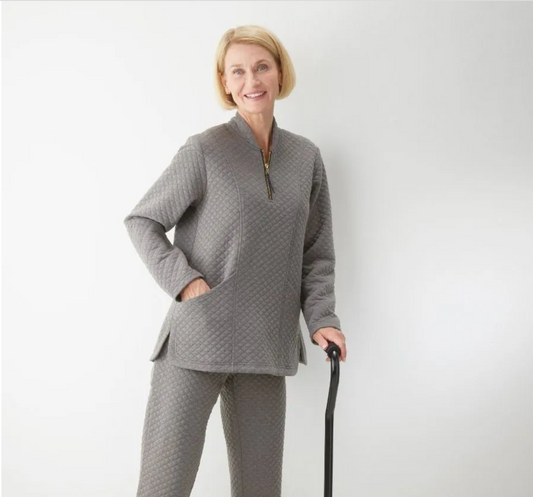 Women's Easy Dressing Open Back Track Suit Top | Art in Aging