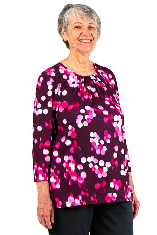 Senior Women's Full Open Back Top with Snap Closures | Art in Aging