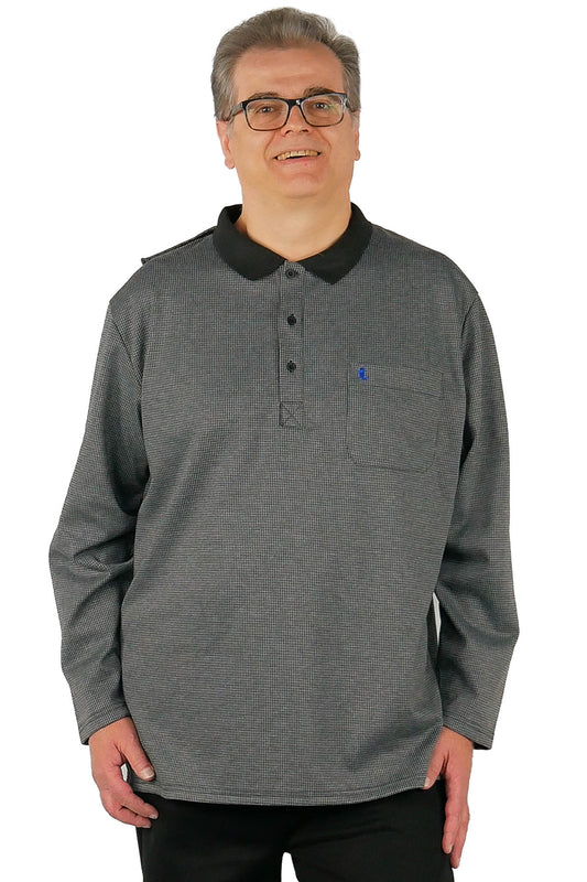Men's Open Back Long-Sleeved Adaptive Polo Shirt | Art in Aging