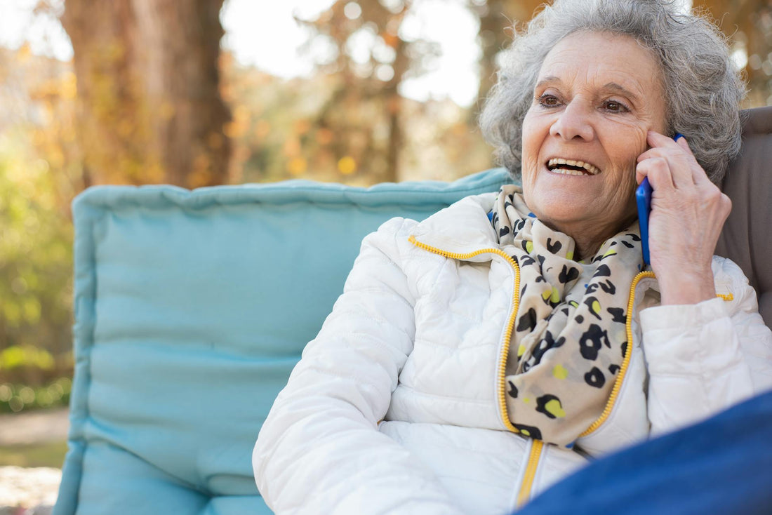 Older woman embracing life