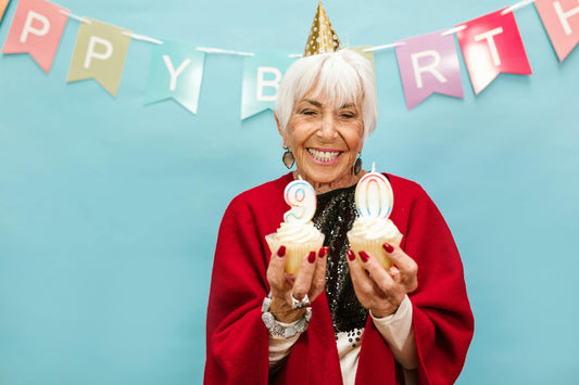 Senior woman celebrating birthday