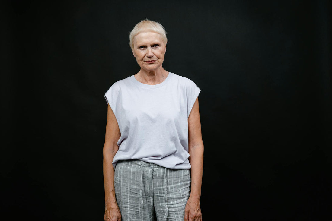 Confident woman with grey hair