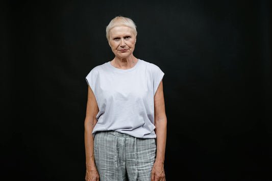 Confident woman with grey hair
