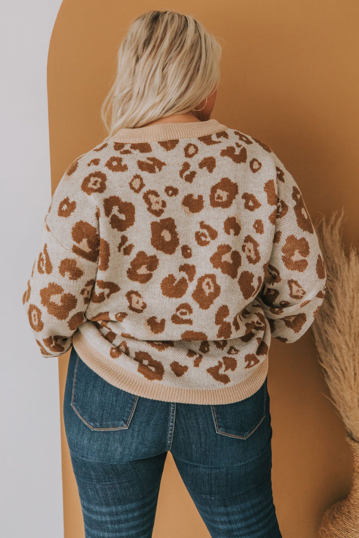 Plus Size Ribbed Hem Leopard Sweater | Art in Aging