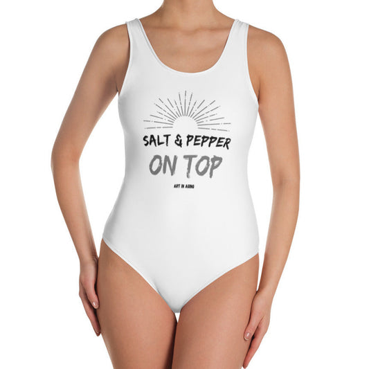 Salt & Pepper on Top One-Piece Swimsuit | Art in Aging
