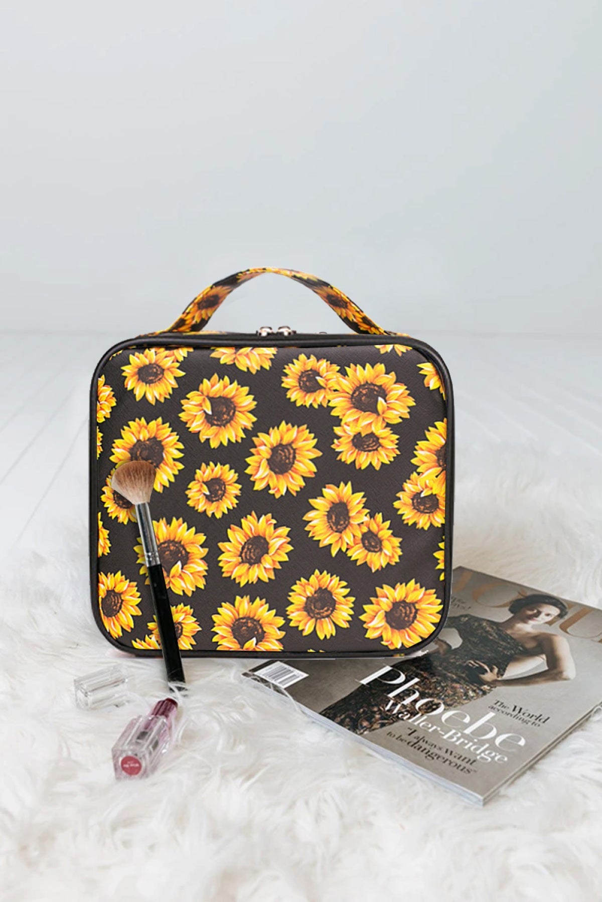 Sunflower Pattern Large Capacity Makeup Bag | Art in Aging