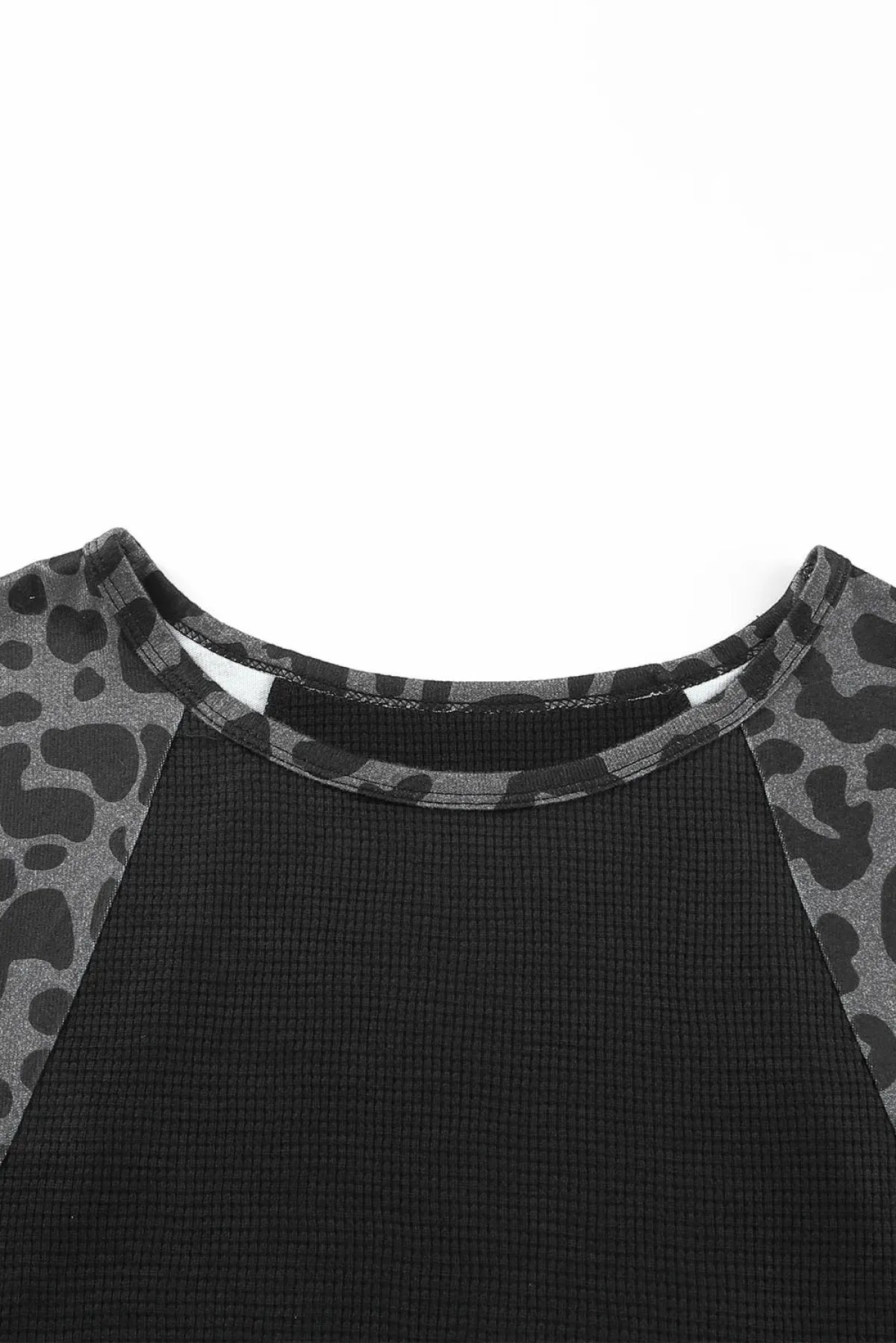 Leopard Raglan Sleeve Waffle Knit Plus Size Top | Art in Aging
