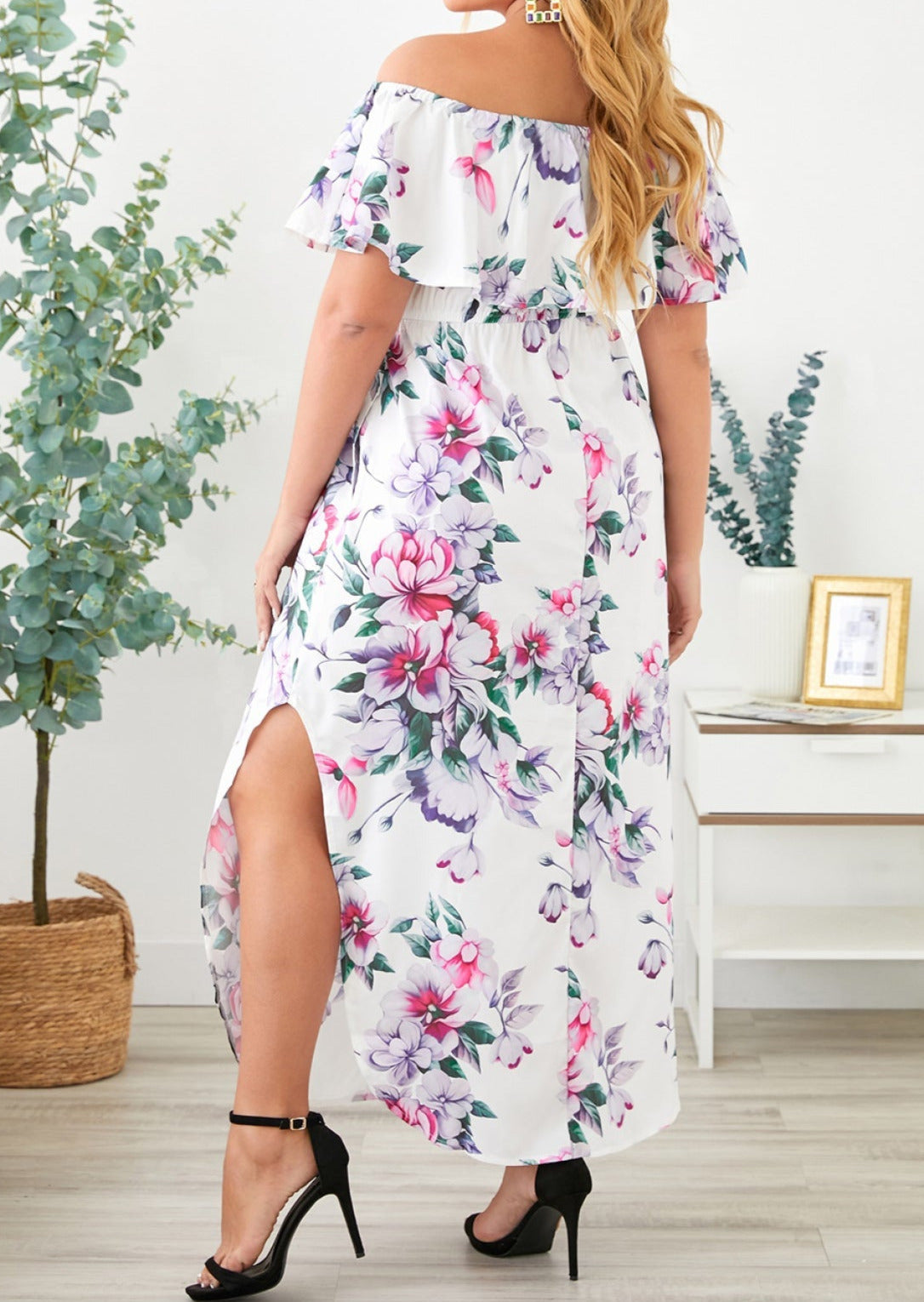 Off The Shoulder Floral Plus Size Maxi Dress | Art in Aging
