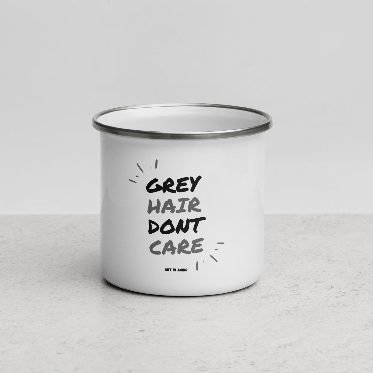 Grey Hair Don't Care Coffee Mug | Art in Aging