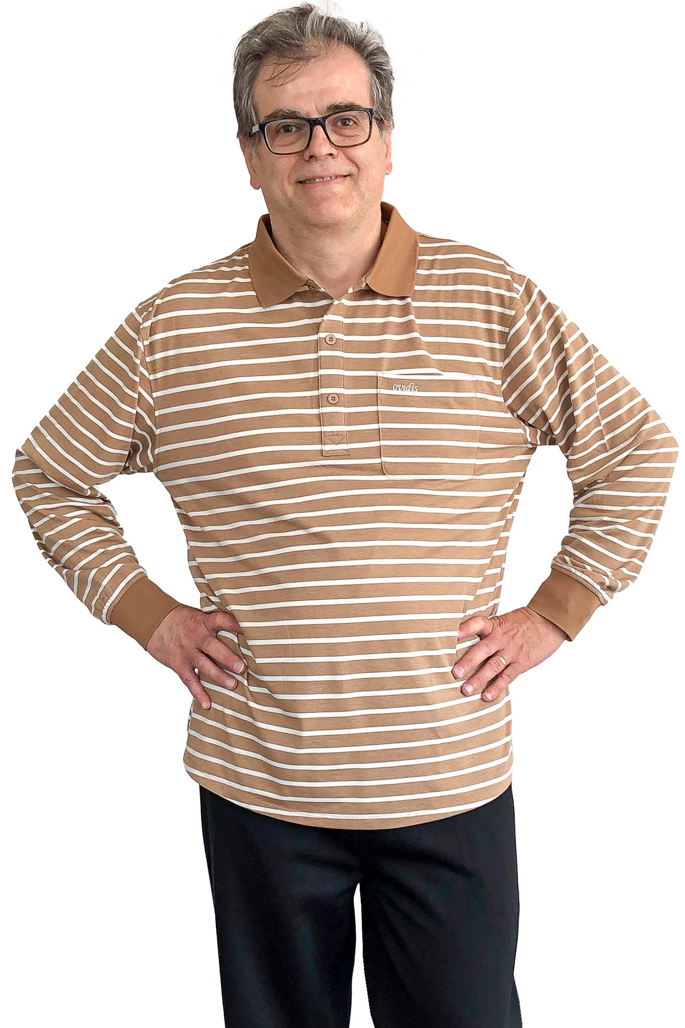 Long-Sleeved Adaptive Polo Shirt for Men | Art in Aging